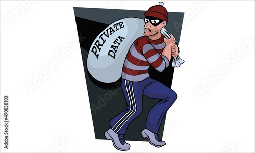 Hacker or fraudster stealing personal data