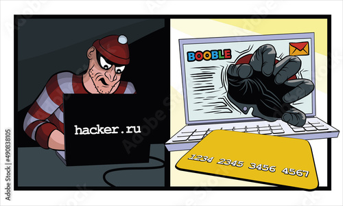 Hacker or fraudster stealing personal data