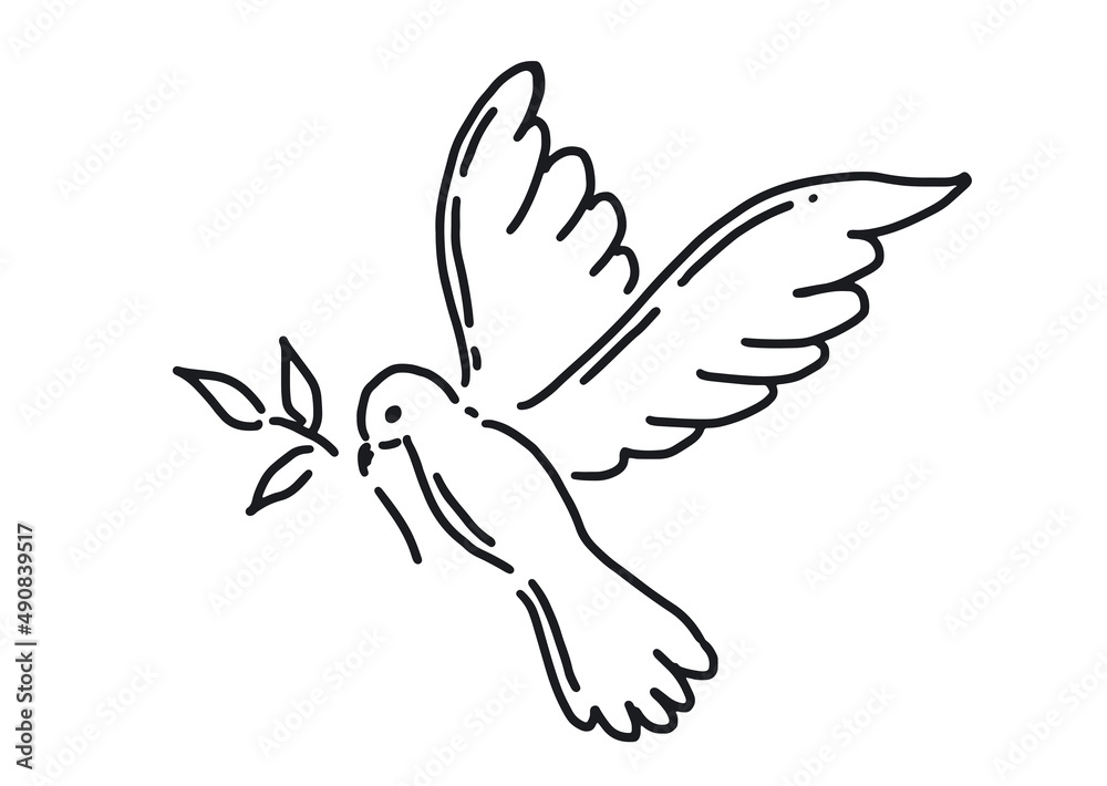 Dove of peace hand drawn illustration. Dove of peace hand drawn illustration.