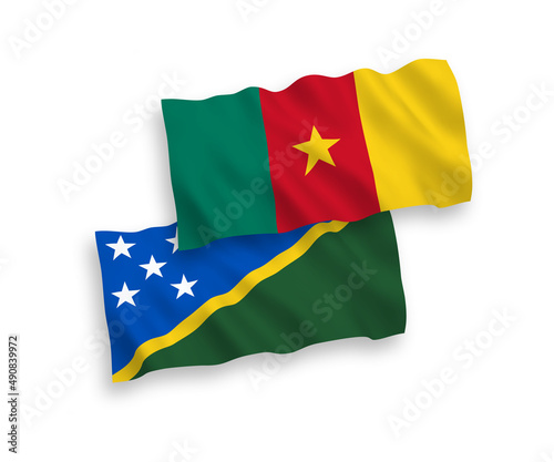 Flags of Solomon Islands and Cameroon on a white background