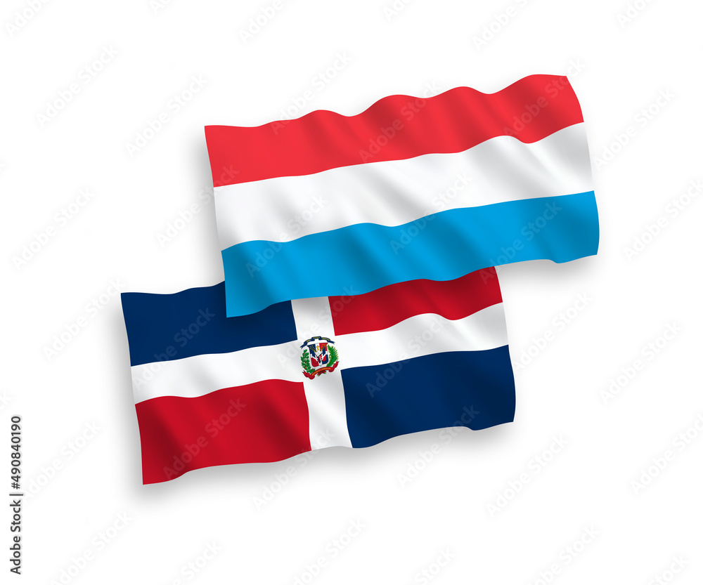 Flags of Dominican Republic and Luxembourg on a white background