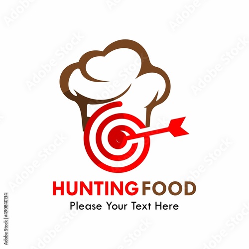 Hunting food logo template illustration with toque and bow and arrow design.