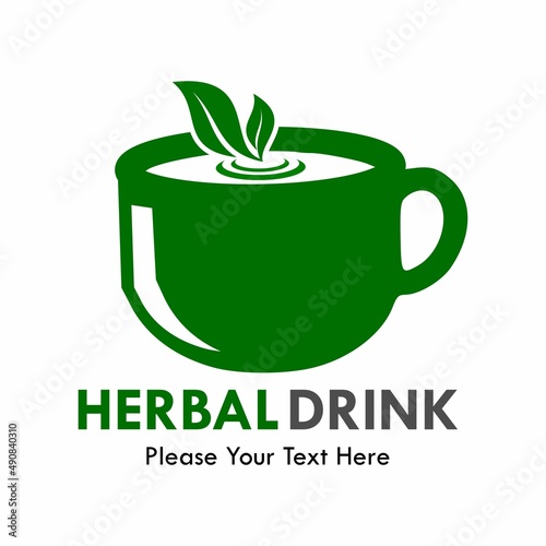 Herbal drink logo template illustration with leaves
