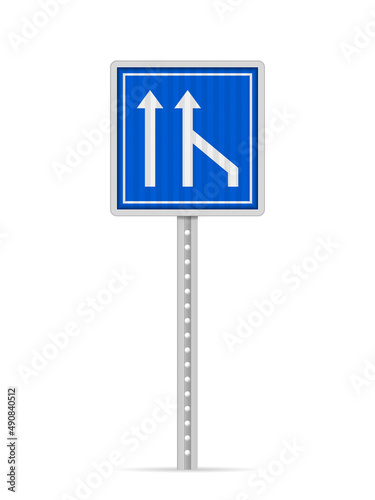 End of additional lane road sign