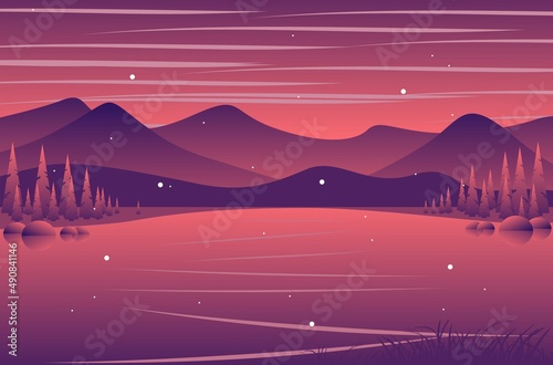 red purple mountain nature landscape wallpaper hd 4k image