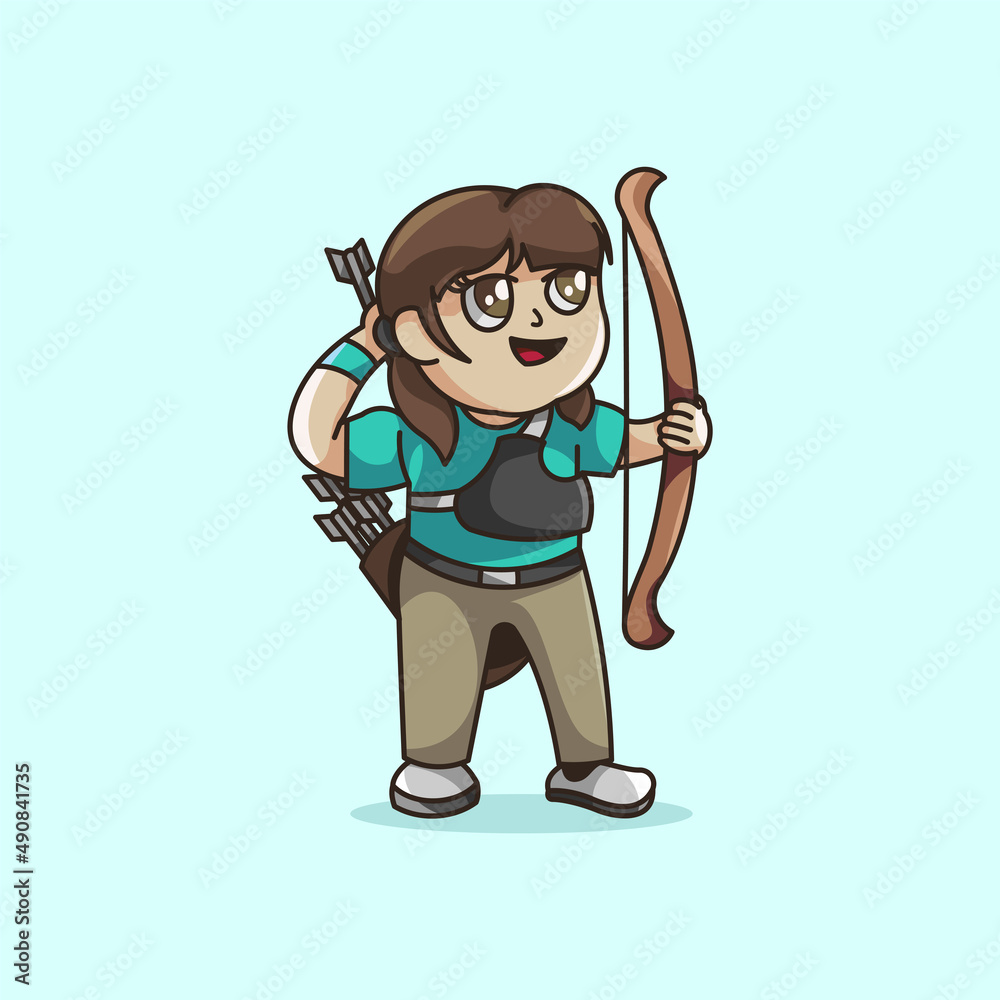 Cartoon archer girl illustration Cartoon archer girl illustration