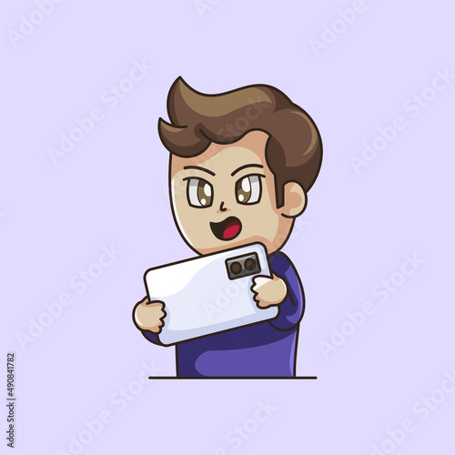 Cartoon boy moba gamers illustration