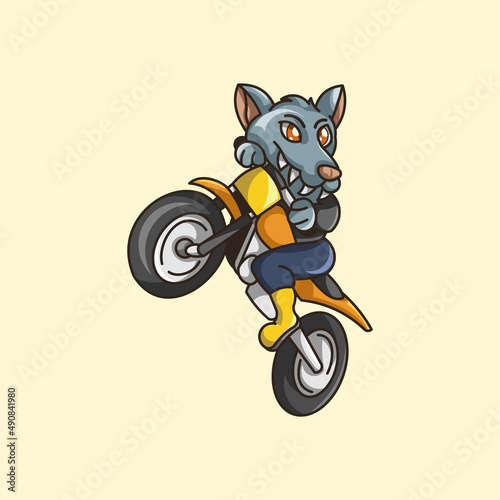 Cartoon dog riding trail illustration