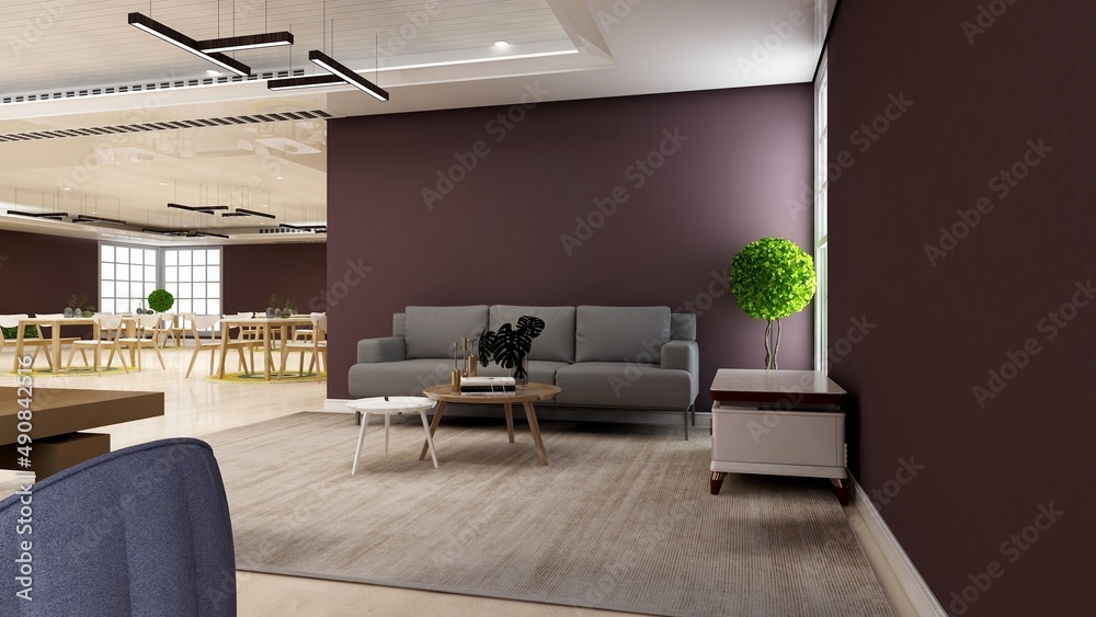 Naklejka premium modern office lobby waiting room for company logo mockup