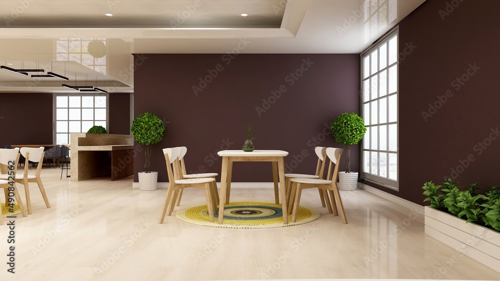 Fototapeta premium luxury restaurant bar cafe 3d design interior for wall mockup