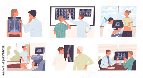 Patients at doctors appointments, medical examinations at the hospital