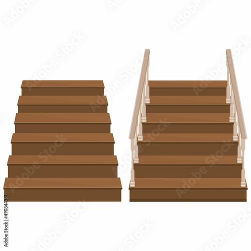 Wooden staircase to the porch - a staircase to enter the house with decorative wooden railings