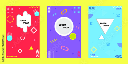 Set of abstract geometric memphis templates. Universal cover Designs for Annual Report, Brochures, Flyers, Presentations, Leaflet, Magazine.