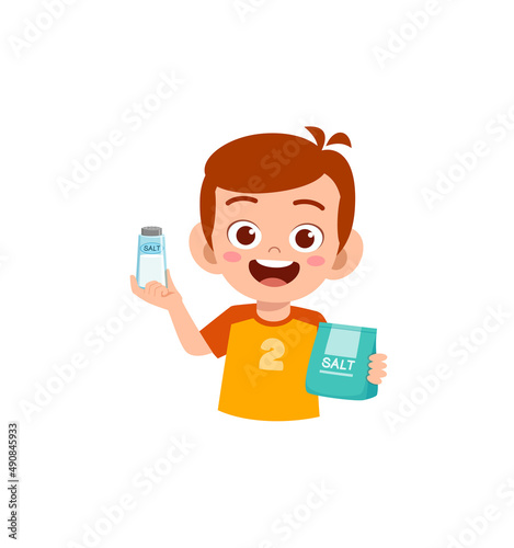 little boy holding fresh sea salt for ad