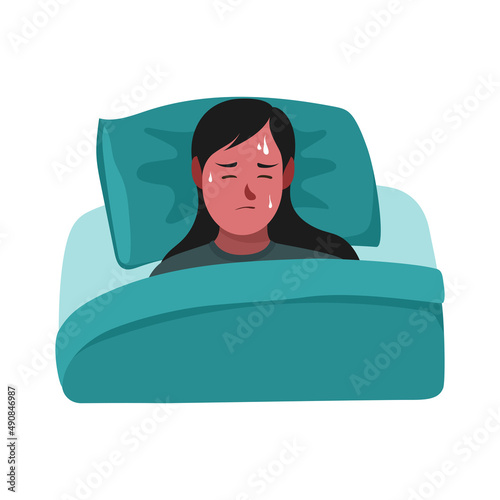 vector character illustration sleeping sweaty