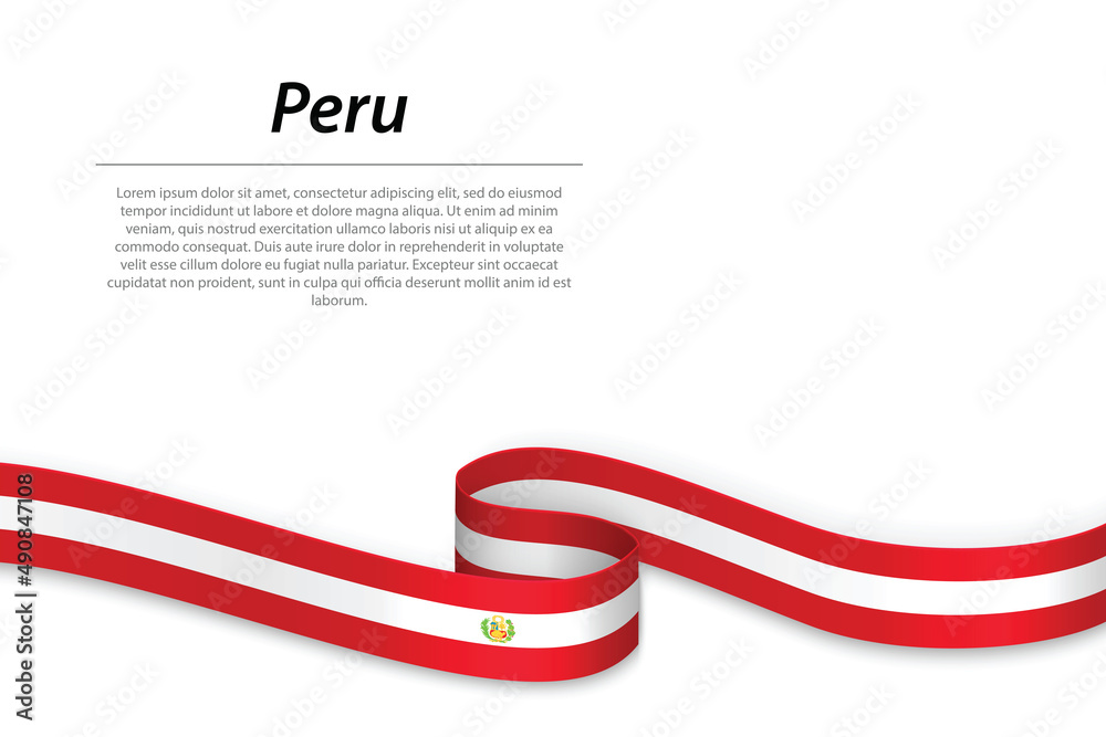 Waving ribbon or banner with flag of Peru Waving ribbon or banner with flag of Peru