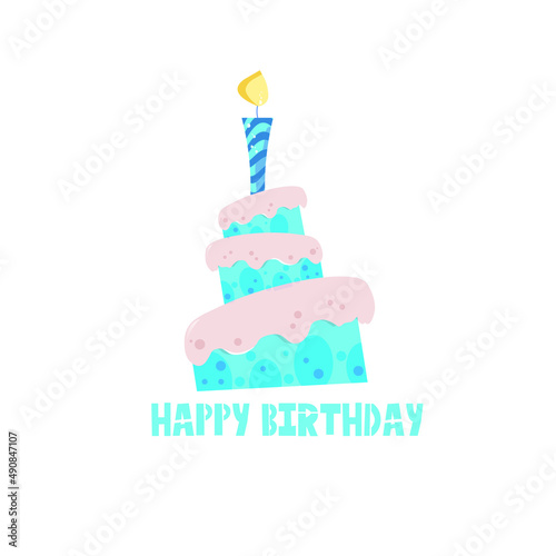 Cute Happy Birthday background with cake and candles.