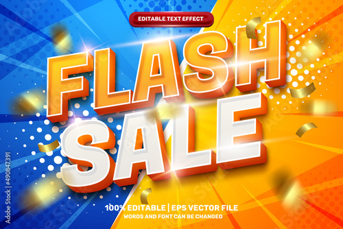 flash sale bold modern 3d editable text effect with halftone comic background