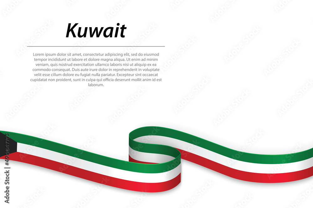 Waving ribbon or banner with flag of Kuwait Waving ribbon or banner with flag of Kuwait