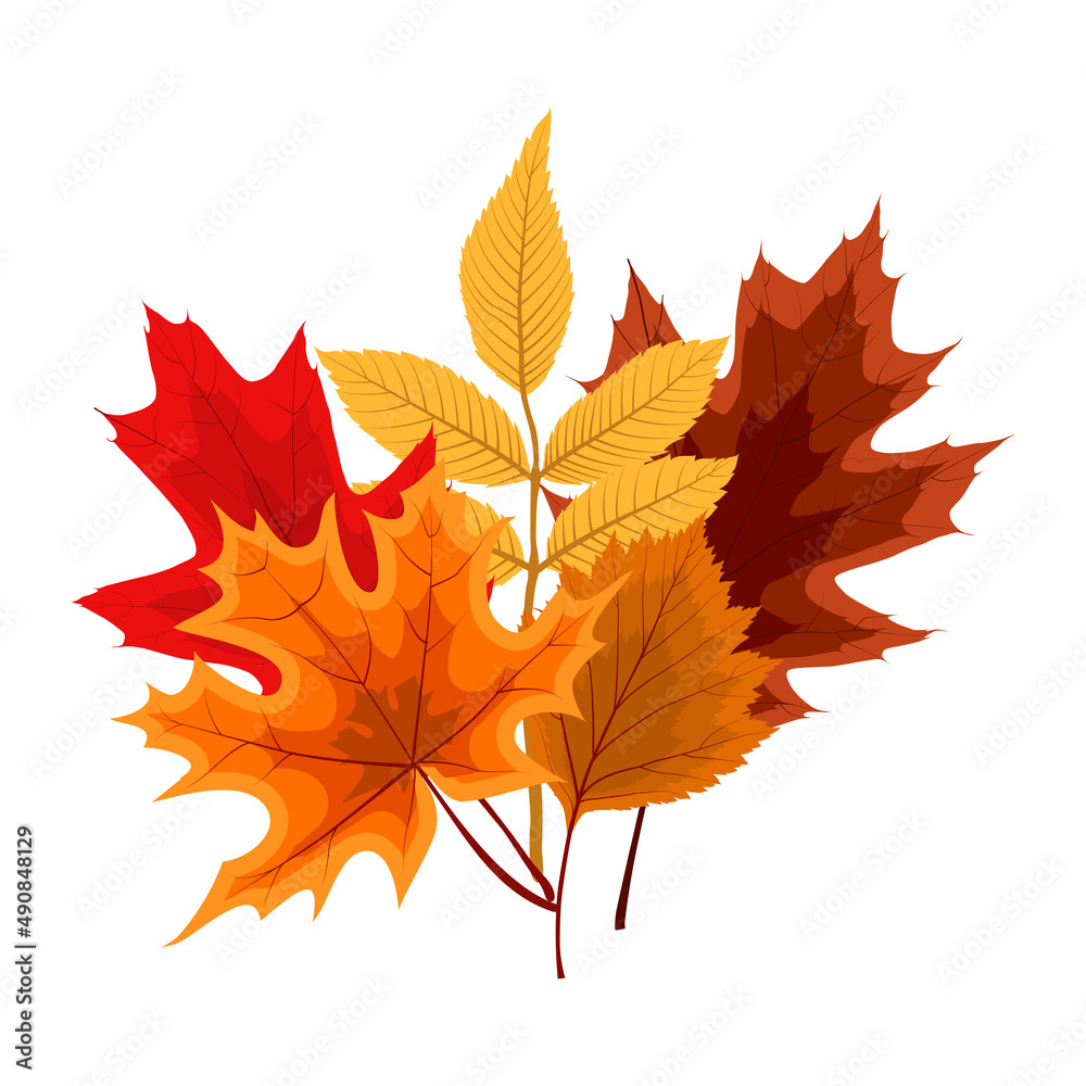 Autumn Falling Leaves Icon Isolated on White Background. Illustration Autumn Falling Leaves Icon Isolated on White Background. Illustration