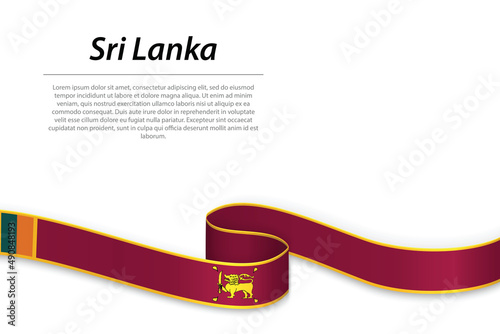 Waving ribbon or banner with flag of Sri Lanka