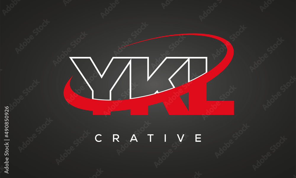 YKL creative letters logo with 360 symbol vector art template design