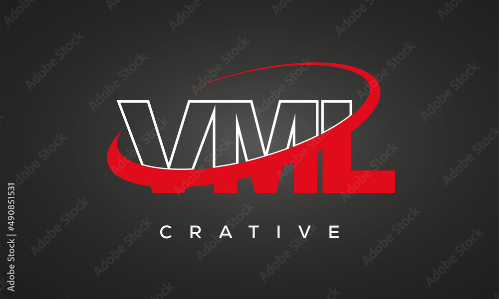 VML creative letters logo with 360 symbol vector art template design VML creative letters logo with 360 symbol vector art template design