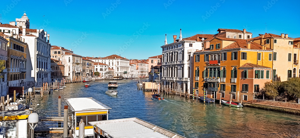 venice, italy - classic image of venetian canals with gondola