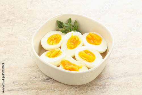 Boiled chicken egg for breakfast