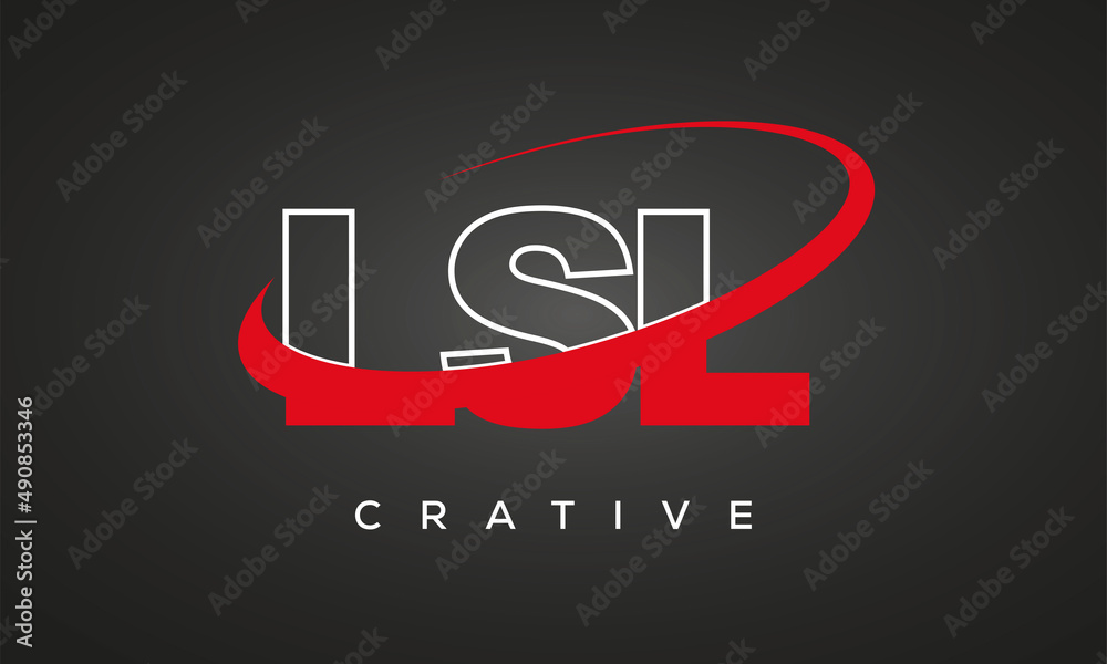 LSL creative letters logo with 360 symbol vector art template design