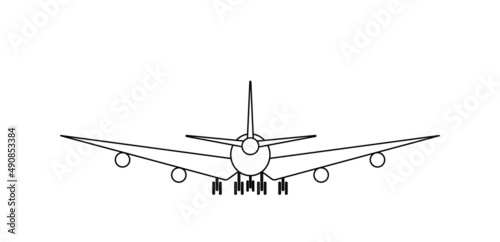 Silhouette of black and white aircraft in the sky, isolated. Illustration