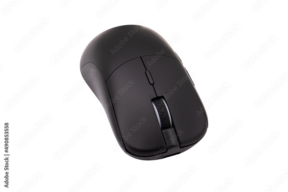 Black gaming wireless laser computer mouse isolated on white background Black gaming wireless laser computer mouse isolated on white background