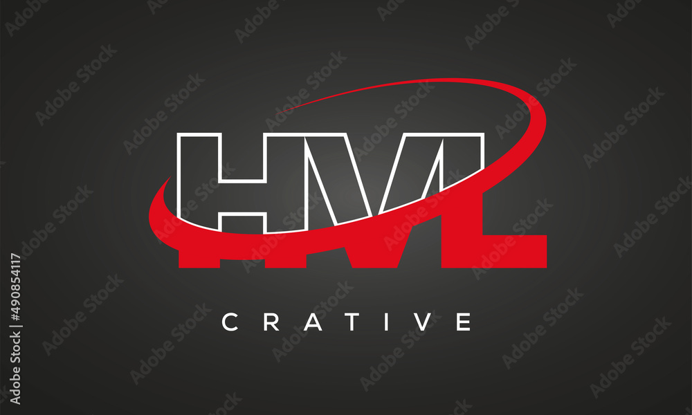 HVL creative letters logo with 360 symbol vector art template design