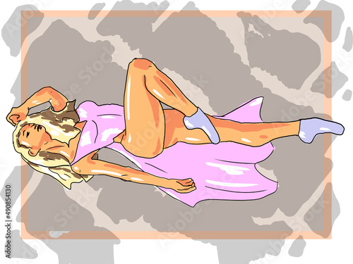 woman with dog, bikini, beautiful, girl, dancer, athlete, dancing, dress, dance, illustration, woman, figure, slim, naked, fun, illustration, illustration, image, pensona, character, child,