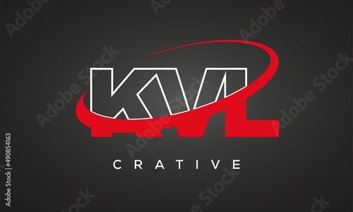 KVL creative letters logo with 360 symbol vector art template design photo