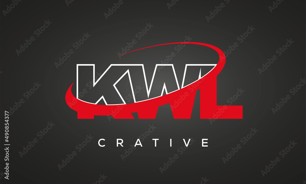 KWL creative letters logo with 360 symbol vector art template design