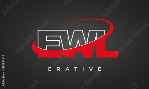 EWL creative letters logo with 360 symbol vector art template design photo