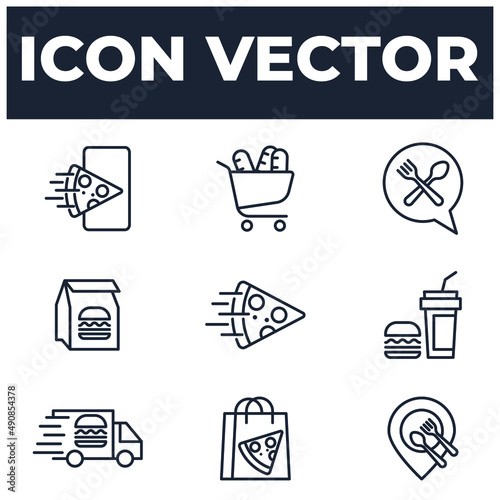 set of Food Delivery elements symbol template for graphic and web design collection logo vector illustration
