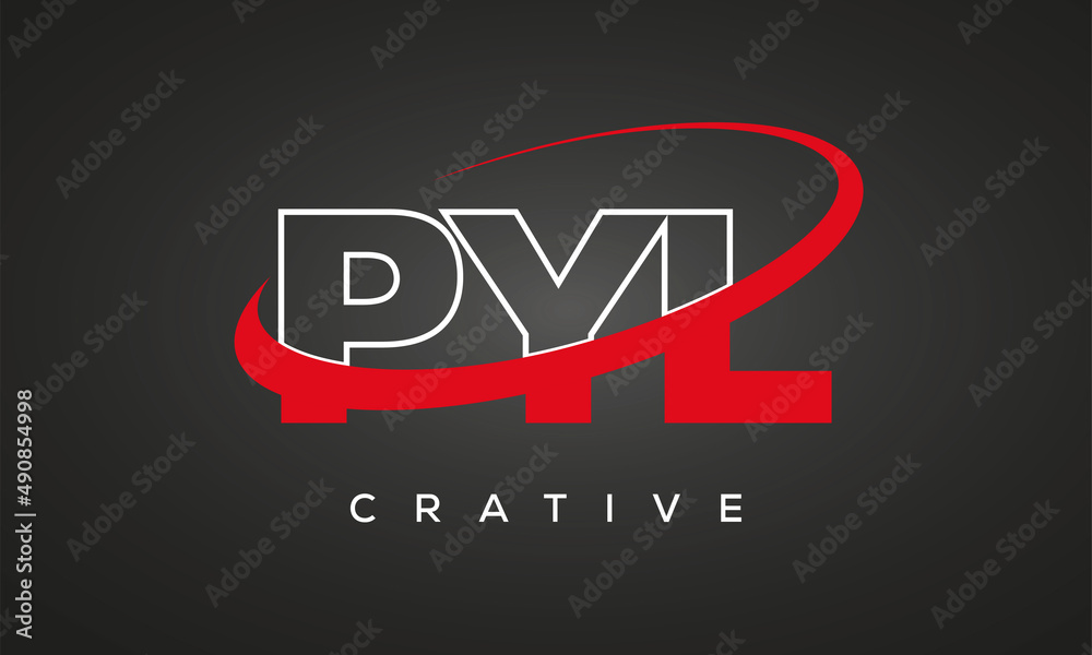 PYL creative letters logo with 360 symbol vector art template design PYL creative letters logo with 360 symbol vector art template design