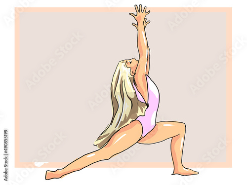 woman in yoga pose, bikini, beautiful, girl, yoga, fitness, sport, athlete, fit, topic, slim, stretch, illustration, woman, figure, slim, naked, funny, illustration, illustration, image, pensona, char