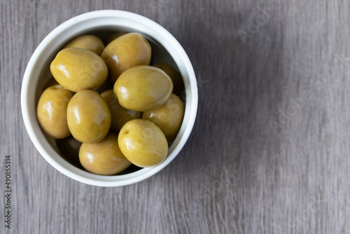 pickled green olives in a bowl