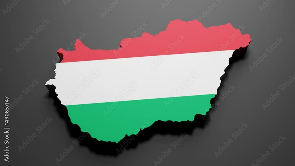 3d rendering of a Hungary map in Hungarian flag colors on black background. 4K Video motion graphic animation. 3d rendering of a Hungary map in Hungarian flag colors on black background. 4K Video motion graphic animation.