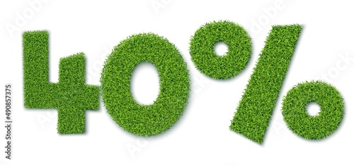 40 numbers with grass texture realistic vector eps10