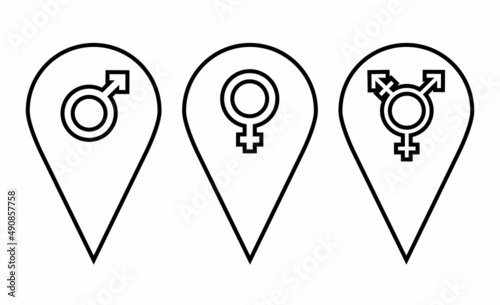 Pin icon set. Gps pointer mark. Set of sexual orientation gender or male female symbols. Gender location pin set. Vector illustration in thin style Free Download Pin icon set. Gps pointer mark. Set of sexual orientation gender or male female symbols. Gender location pin set. Vector illustration in thin style - GFXLoad