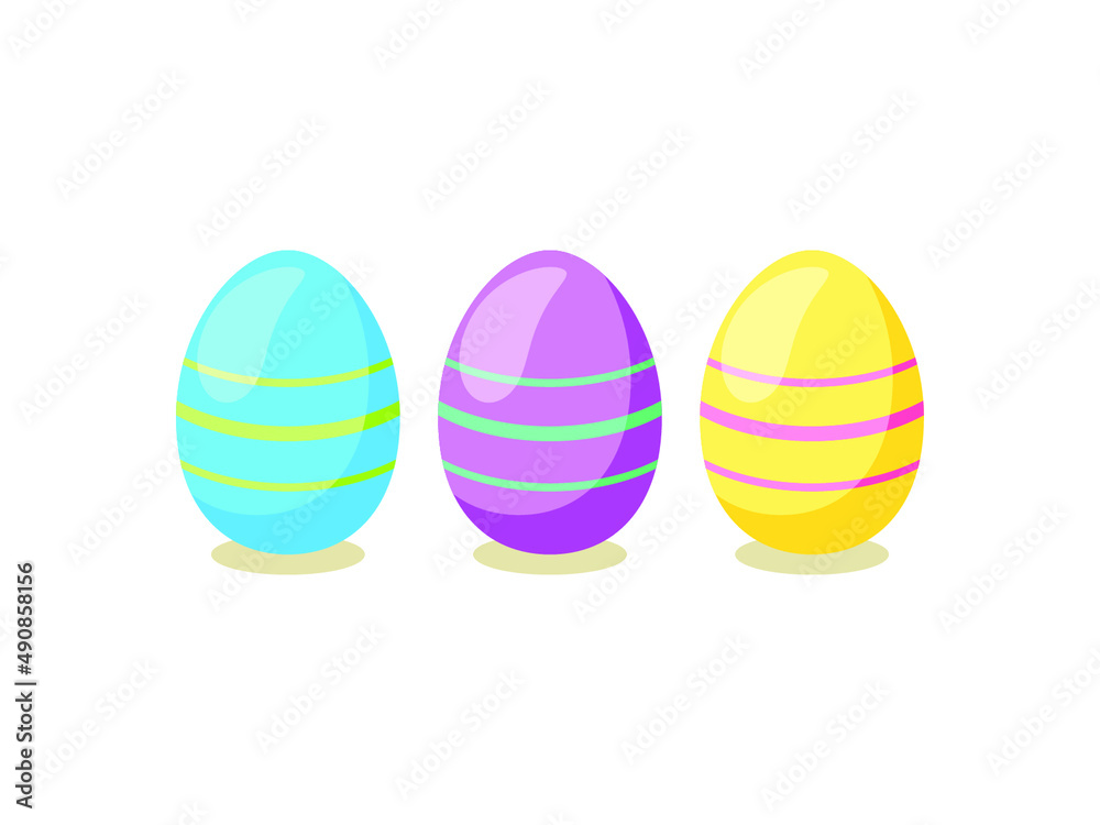 Happy Easter card. Set of cute Easter eggs with different texture on a white background.  Vector isolated Illustration. 