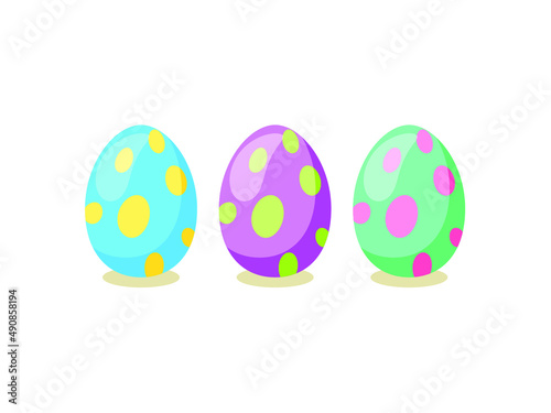 Happy Easter card. Set of cute Easter eggs with different texture on a white background.  Vector isolated Illustration. 