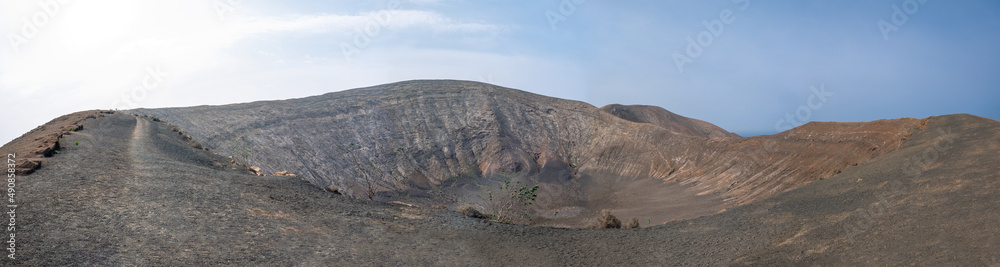 Caldera Blanca Volcano Summit, Timanfaya, Canary Islands, Lanzarote, Spain