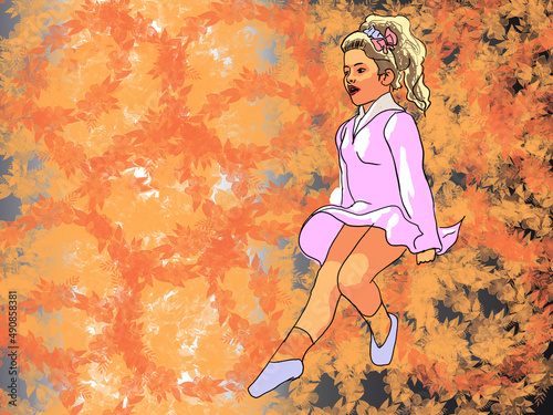 girl in autumn park, beautiful, girl, dancer, athlete, dancing, dress, dance, illustration, woman, figure, slim, naked, fun, illustration, illustration, image, pensona, character, child,