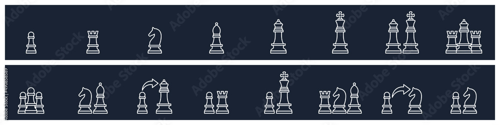 set of Chess elements symbol template for graphic and web design collection logo vector illustration