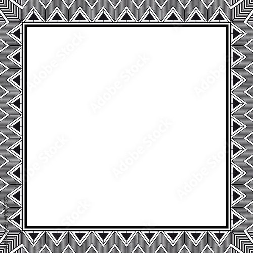 Abstract Aztec frame. Black square frames with tribal patterns. Vector Illustration. Border template.